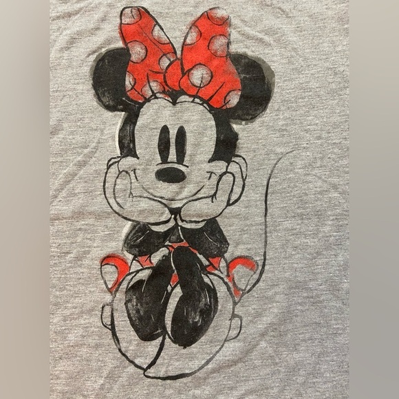 Vintage 90s Women’s Disney Minnie Mouse Grey T Shirt Size XXL Stretch Casual - Picture 3 of 5